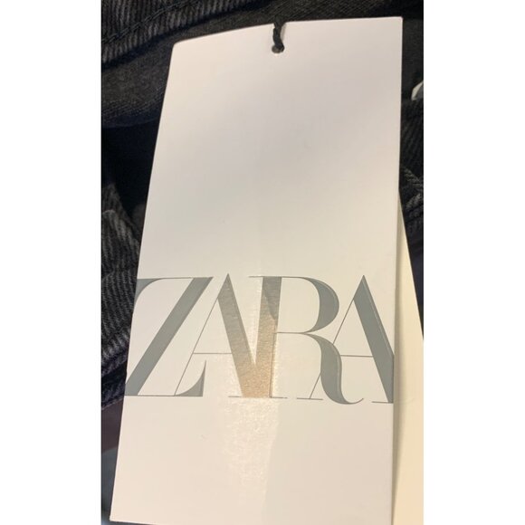 Zara Size Large L Black Denim Skort Fray Hem Gold Button Jean Short NWT New - Picture 7 of 7